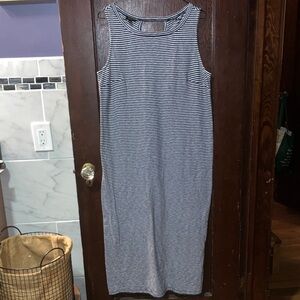 Talbots Black and White Cotton Striped Maxi Dress